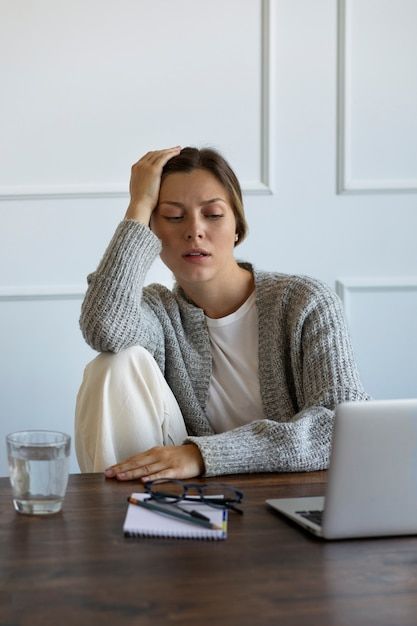 Tired Business Woman, Sitting At Desk, Female Pose, Stock Photos Woman, Creative Advertising Design, Job Career, Abdominal Fat, Website Services, Woman Sitting