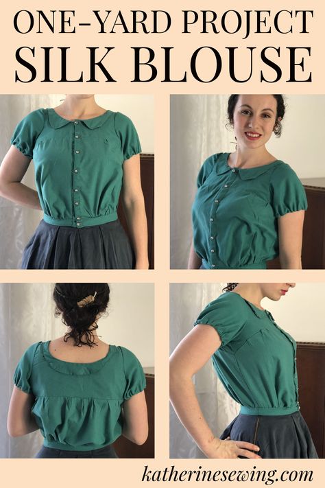 Hand Sewing Clothes Dresses, Cute Shirts Sewing Patterns, Vintage Blouse Sewing Patterns, Sewing Blouses Easy, One Yard Sewing Projects Clothing, Vintage Blouse Sewing Pattern Free, Easy Blouse Patterns To Sew Free, Easy Vintage Sewing Patterns, How To Sew A Blouse For Beginners