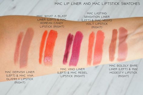 Mac Boldly Bare, Lip Liner Collection, Powerful Makeup, Mac Lip Liner, Mac Lipstick Swatches, Mac Lip, Fruit Cocktail, Mac Lips, Ruby Woo