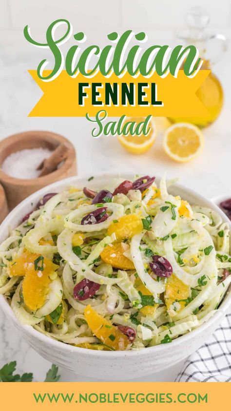 Fennel Orange Salad, Fennel And Orange Salad, Fennel Recipes, Sicilian Style, Fennel Salad, Orange Salad, Best Salad Recipes, Mediterranean Diet Recipes, Salad Bar