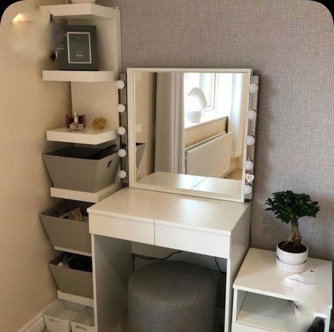 Brimnes Dressing Table, Makeup Room Decor Small Spaces, White Dressing Table, Dressing Room Decor, Dressing Table Desk, Makeup Room Decor, Beauty Room Decor, Small Vanity, Glam Room