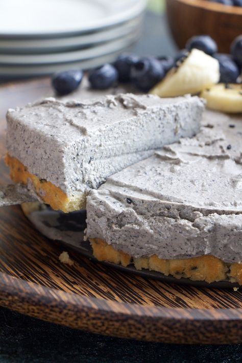 Black Sesame Tofu Ice Cream Cake (GF, Vegan) Vegan Black Sesame Cake, Tofu Ice Cream Recipe, Tofu Ice Cream, Sesame Dessert, Tofu Cake, Elf Food, Sesame Ice Cream, Japanese Vegan, Sesame Tofu