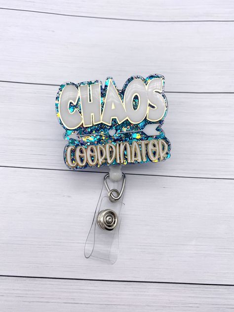 Chaos Coordinator Badge Reel, Teacher badge reel, Nurse badge reel, Event planner, badge holder, id card, Nurse gift, gift for teacher, teacher appreciation, nurses week How To Make Badges, Badge Reels Diy, Badge Accessories, Reel Ideas, Teacher Badge, Chaos Coordinator, Sped Teacher, Acrylic Keychains, Retractable Badge Holder