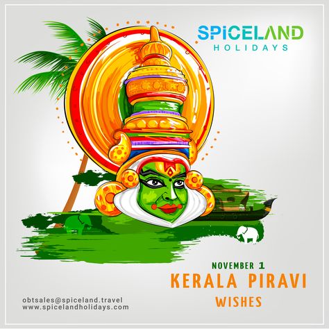 Today November 1, 61 st anniversary of the creation of Kerala state. Spiceland Holidays wishing you all a very Happy and Prosperous Kerala Formation Day.  #bday #Kerala #enjoyde #keralapiravi #godsowncountry #spiceland #spicelandholidays #tours #travels #tourism Kerala State Drawing, Kerala Piravi Drawings, Kerala Piravi, Diwali Design, Train Illustration, Modern Art Canvas Painting, Kerala Tourism, Travel Drawing, Sketches Simple