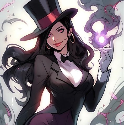 Female Magician Art, Zatana Zatara Comics, Zatanna Fanart, Magician Oc, Female Villain Character Design, Zatanna Young Justice, Zatanna Art, Female Magician, Female Dc Characters