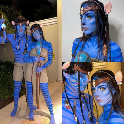 Couple Halloween Costumes Avatar, Avatar Couples Costumes, Avatar Halloween Costumes Couples, Avatar Costume Couple, Blue Avatar Costume, Halloween Couple Ideas Costumes, Avatar Couple Costume, Avatar Fancy Dress, Avatar Halloween Costumes