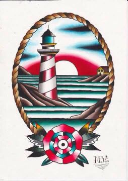 @nitrobolts lighthouse tattoo flash Traditional Nautical Tattoo, Traditional Lighthouse Tattoo, Sailor Tattoos, Lighthouse Tattoo, Sea Tattoo, Traditional Tattoo Sleeve, Nautical Tattoo, Old School Tattoo Designs, Traditional Tattoo Art