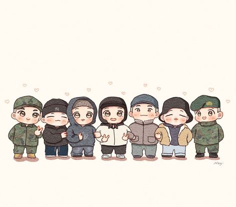 Bts Chibi Ot7, Pencil Sketch Images, Bts Facts, Army Wallpaper, Easy Doodles Drawings, Chibi Drawings, Bts Girl, First Love Bts, Bts Aesthetic Pictures