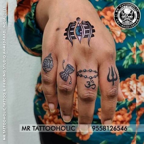 Bholenath Tattoo, Hindu Tattoos, Trishul Tattoo Designs, Mahadev Tattoo, Om Tattoo Design, Tattoo Design For Hand, Mantra Tattoo, Forearm Band Tattoos, Realistic Tattoo Sleeve