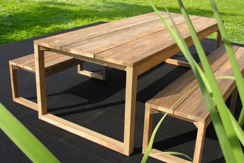 Mamagreen Outdoor Furniture - We use quality teakwood and recycled teak for a rustic yet modern look. Visit us to see our full range of eco friendly furniture. http://www.mamagreen.com.au/ #teak #furniture Outdoor Furniture Ideas Backyards, Used Outdoor Furniture, Modern Outdoor Table, Outdoor Wood Furniture, Teak Outdoor Furniture, Eco Friendly Furniture, Outdoor Furniture Design, Table Outdoor, Set Table