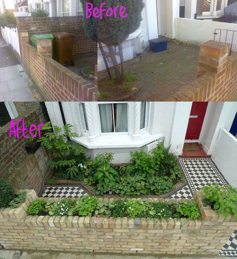 Terraced House Front Garden, Small Front Garden Ideas, Victorian Front Garden, Terrace House Exterior, Garden Front Of House, Shady Garden, Small Front Gardens, Urban Garden Design, Victorian Terrace House