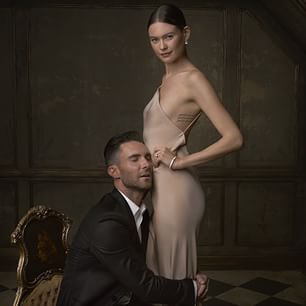 Adam Levine & Behati Prinsloo |  Portraits From The 2015 Vanity Fair Oscar Party Adam Levine Wife, Adam Levine Behati Prinsloo, Adam And Behati, Mark Seliger, Oscars 2015, Monica Lewinsky, Sacha Baron Cohen, Rashida Jones, Justin Theroux