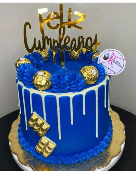 Royal Blue Cake, Learn Cake Decorating, Chocolate Drip Cake, Fathers Day Cake, Custom Birthday Cakes, Blue Cakes, Simple Birthday Cake, Chocolate Drip, Cakes For Men