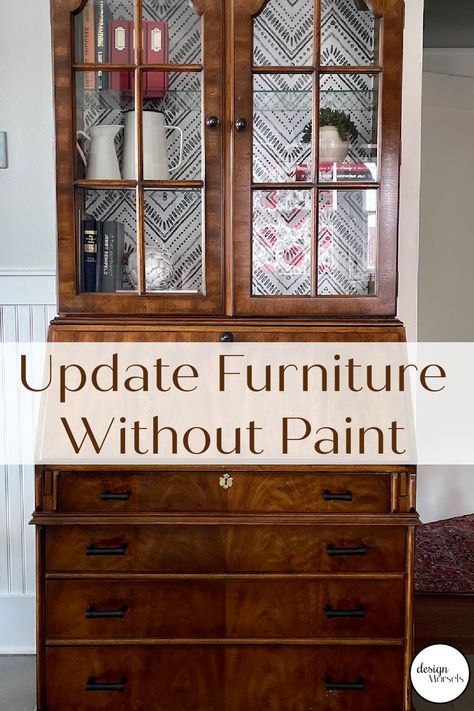 If you have an older piece of furniture that could use a little refresh, but you don't want to paint it, try these two things. You'll be surprised at how modern it can look. Antique Furniture Modern Styling, How To Make Antique Furniture Look Modern, Modernize Antique Furniture, How To Use Antiques In Modern Home, Mix Vintage And Modern Furniture, Update Dark Wood Furniture, Modernizing Antique Furniture, Using Antiques In Modern Home, Updating Old Furniture