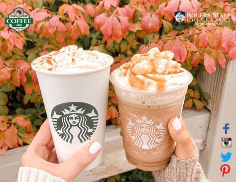 Fall faves two ways: 🍂 Pumpkin Spice Latte 🍂 Salted Caramel Mocha Frappuccino® drink #RSUDiningServices #HilltopCoffeeShopAndJuiceBar #WeProudlyServeStarbucks Salted Caramel Mocha Frappuccino, Starbucks Pumpkin Spice Latte, Salted Caramel Mocha, Mocha Frappuccino, Starbucks Pumpkin Spice, Kind Bars, Caramel Mocha, Starbucks Pumpkin, Fall Faves