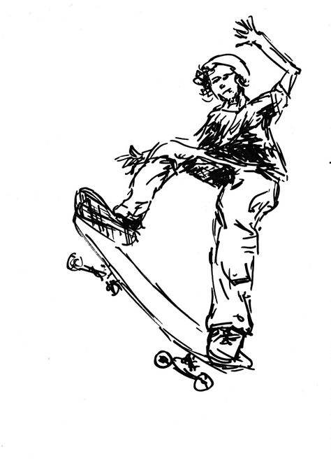 Skate Drawing Skateboards, Skater Art Drawing, Skate Sketch, Skateboarding Drawing, Skater Drawing, Skating Drawing, Skateboard Drawing, Skater Art, Mirror Drawings