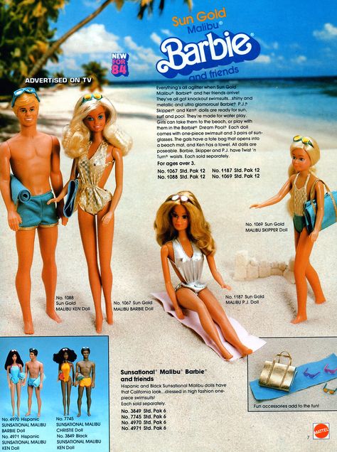 Dolls From The 80s, Barbie Booklet, Barbie 80s, Barbie 90s, Skipper Doll, Barbie Mattel, Malibu Beaches, Mattel Dolls, Malibu Barbie