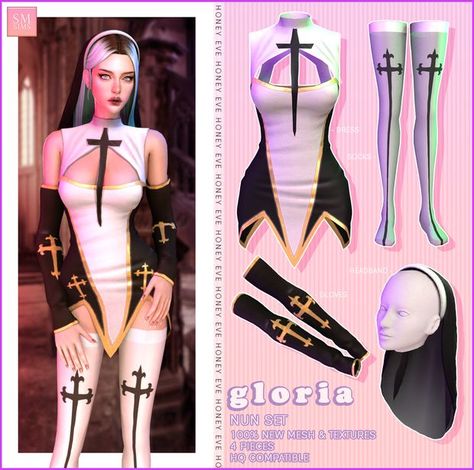 Sims 4 Custom Content by SM Sims Sims 4 Cc Nun Outfit, Sims 4 Cc Easter Clothes, Sims 4 Cc Bunny Costume, Sims4 Cc Succubus, Sims 4 Cc Bunny Suit, Hip Dips Sims 4 Cc, Sims 4 Nun Outfit, Sims Cc Alt Clothes, Nun Sims 4 Cc