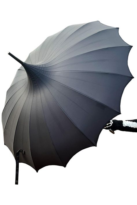 PRICES MAY VARY. Vintage Goth Umbrella. |Batwing Edging. |Black Metal Hardware. |For Rain and Shine! |34" L x 33.5" D. |J-Shaped Handle. |100% Black Nylon. Goth Umbrella, Black Wednesday, Fancy Umbrella, Pagoda Umbrella, Fairy Costume Diy, Fancy Clothing, Hbd To Me, Goth Wedding, Vintage Goth