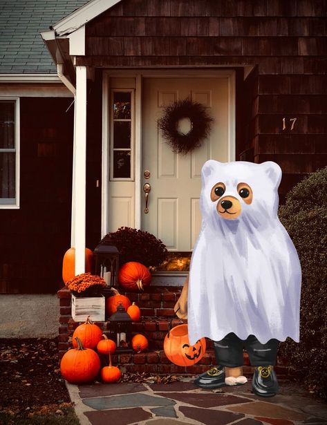 Bear Ghost Tattoo, Ghost Bear, Ghost Family, Ghost Tattoo, Family Tattoo, Ghost Costume, Bear Costume, Bear Tattoo, Halloween 2023