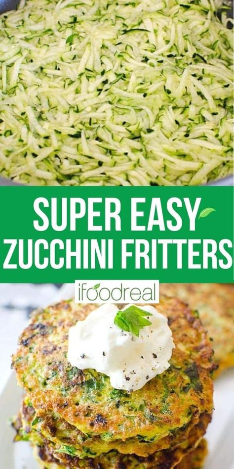 These Zucchini Fritters can be pan-fried or baked to perfection, with a crispy outside, tender middle, and only 5 simple ingredients! Even better, these zucchini patties can be prepared gluten-free and dairy-free and are perfect for summer zucchini surplus and will disappear at the table whether served as an appetizer, side, or snack! Zucchini Patties Recipes, Baked Zucchini Fritters, Zucchini Patties, Zucchini Fritters Recipe, Zucchini Side Dishes, Bake Zucchini, Zucchini Fritters, Healthy Vegetable Recipes, Fritter Recipes