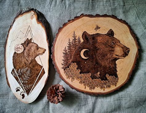 I want to see bears in the wild!! It's been on my bucket list for ages... 🐻🐾🐝🌙🌕 . . . #LilaMysticWoods #pyrographyartist #woodcraft #WoodBurningArt #WoodArtistry #beautifulcreatures #bear #Karhu #honeybee #bearspirit #buymyart #madeinfinland Bear Wood Burning, Pyrography Art, My Bucket List, Wood Burning Art, In The Wild, Pyrography, Wood Burning, Beautiful Creatures, Wood Art