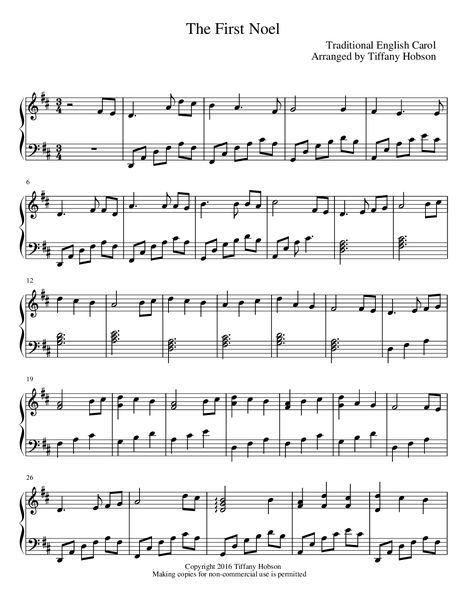 The First Noel (by Tiffany Hobson -- Piano Solo) Last Christmas Piano Sheet Music, Christmas Songs Violin Sheet Music, Beginner Piano Christmas Sheet Music, The First Noel Piano Sheet Music, Tolerate It Piano Sheet Music, Keyboard Noten, Christmas Piano Sheet Music, Free Printable Sheet Music, Easy Sheet Music