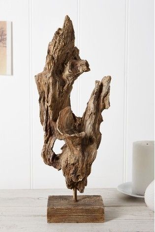 Driftwood Art Sculpture, Tre Kunst, Natural Ornaments, Driftwood Art Diy, Driftwood Lamp, Driftwood Projects, Driftwood Sculpture, Driftwood Decor, Glass Tea Light Holders