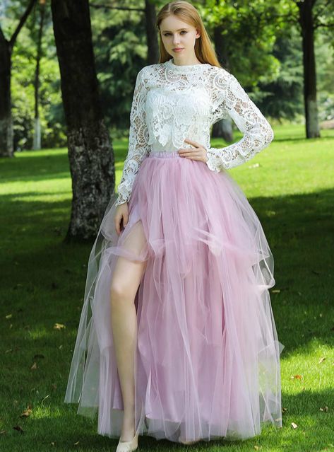 Knee length tulle skirt