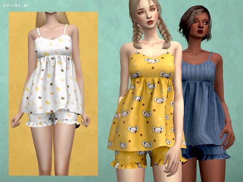 ChloeMMM's ChloeM-Cute Pajama 02 Cute Pyjama, Sims 4 Cc Clothes, Los Sims 4 Mods, Sims 4 Cheats, Sims 4 Anime, Sims 4 Game Mods, Sims 4 Dresses, Sims 4 Characters, Sims Four