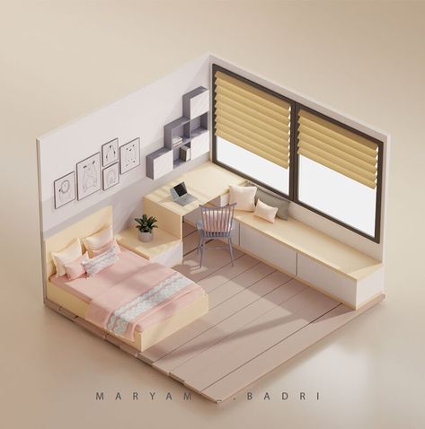 ArtStation - Детская комната _ 04 Living Room 3d Design, Table Canopy, Isometric Room, Pillow Blanket, Blender Models, Vase Glass, Plant Vase, Tiny House Interior, Minimalist Room