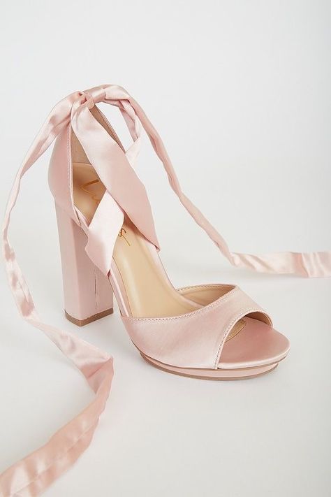 Pink Wedding Shoes Heels & Wedges, Blush Pink High Heels, Light Pink Wedding Heels, Prom Platform Heels, Pink Elegant Heels, Satin Pink Heels, Light Pink Heels Prom, Light Pink Strappy Heels, Pink Ribbon Heels