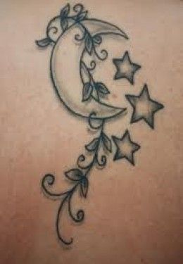 Rose Vine Tattoos, Moon Star Tattoo, Tattoo Sonne, Celestial Tattoo, Stars Tattoo, Kunst Tattoos, Omerta Tattoo, Galaxy Tattoo, Star Tattoo Designs