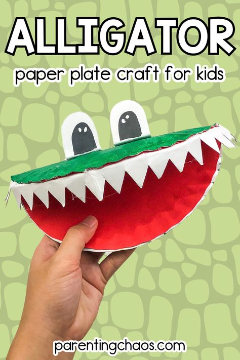 Easy and Fun Alligator Paper Plate Craft for Kids Paper Plate Alligator Craft, Alligator Craft Preschool, Preschool Alligator Craft, Alligator Art Project, Alligator Paper Craft, Alligator Craft, Alligator Crafts, Are You My Mother, Paper Plate Craft