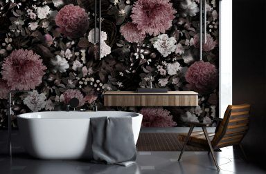 Best Sellers Wallpaper & Murals • Wallmur® Floral Wallpaper Pink, Chrysanthemum Wallpaper, Living Room Theme, Dark Floral Wallpaper, Pink Flowers Wallpaper, Living Room Themes, Room Theme, Thick Wallpaper, Rose Flower Wallpaper