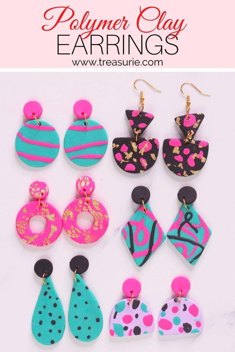 How to Make Polymer Clay Earrings, polymer clay earrings in different colors Polymer Clay Earring Ideas, Clay Earring Ideas, Polymer Clay Earrings Diy, Make Polymer Clay Earrings, Clay Earrings Diy, Diy Projects To Make And Sell, Diy Earrings Polymer Clay, Earring Hole, Ice Cream Stick