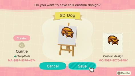 Animal Crossing Dog, Happy Home Designer, City Folk, Animal Crossing Qr, Dog Design, Animal Crossing, Funny Memes, Custom Design, Coding