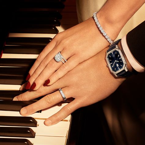 Let your romantic duet shine with shimmering diamond jewelry. #LoveIsHarryWinston Sparkle with your love: https://hwin.st/2OOGaLs Prism Aesthetic, Connor Cobalt, Harry Winston Jewelry, Big Diamond Engagement Rings, Big Diamond Rings, Swan Jewelry, Royal Core, Jewellery Photography Inspiration, Luxury Couple