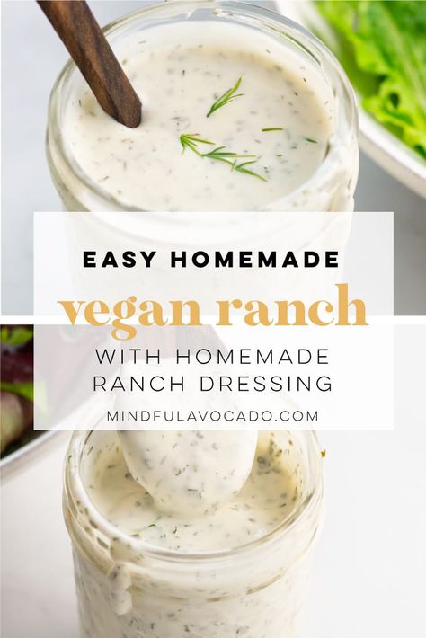 Healthy Homemade Ranch Dressing, Healthy Homemade Ranch, Dairy Free Ranch Dressing, Vegan Ranch Dressing, Peach Kitchen, Vegan Salad Dressing, Vegan Dressing, Ranch Dressing Recipe, Vegan Ranch