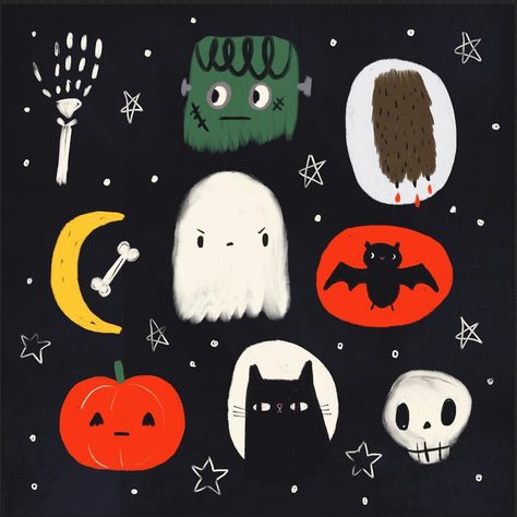 Lucia Wilkinson on Instagram: “Happy Hallowe’en Spooks! #halloween18 #allhalloweseve #illustratorsofinstagram #spooky #spooksville #pumpkin #halloween���🎃 #cuteghost #skelly” Halloween Illustrations, Halloween Room, Spooky Art, Stickers Halloween, Puffy Paint, Workshop Ideas, Halloween Illustration, Halloween Inspiration, Pumpkin Halloween