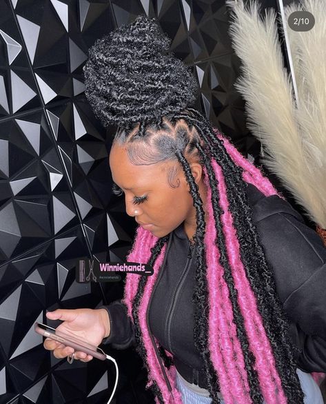 Pink And Black Locs, Black Locs, Diy Hair Wig, Black Kids Braids Hairstyles, Cute Box Braids, Quick Braided Hairstyles, Kids' Braids, Natural Hair Braids, Kids Braided Hairstyles