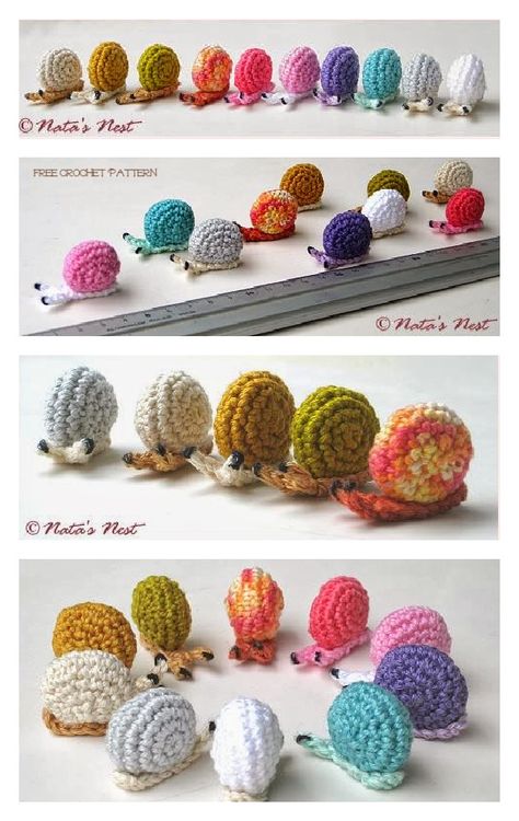 Mini Crochet Snail Free Pattern, Snail Bookmark Crochet, Crochet Small Snail Free Pattern, Free Crochet Snail Patterns, Micro Crochet Animals, Free Snail Crochet Pattern, Bug Amigurumi Free Pattern, Free Micro Crochet Patterns, Micro Amigurumi Free Pattern