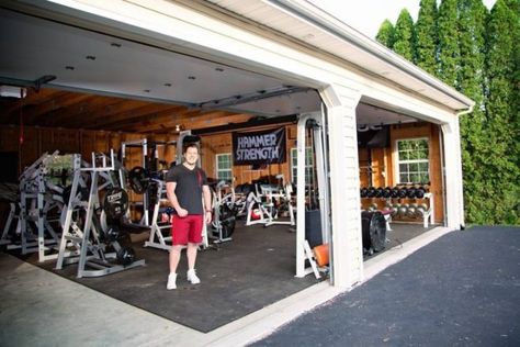 10 Ridiculous Home Gym Setups | Garage Gym Reviews Garage Gym Man Cave, Barn Gym Ideas, Home Gym Set Up Ideas, Garage Gym Ideas Layout, Best Home Gym Setup, Home Gyms Ideas Garage, Garage Gym Design, Barn Gym, Garage Gym Flooring