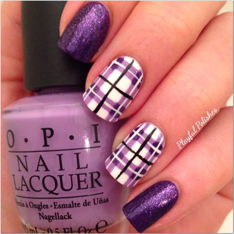 Purple Nail Art Designs, Plaid Nail Art, Unghie Nail Art, Purple Nail Art, Purple Nail Designs, Plaid Nails, Trendy Nail Art Designs, Purple Nail, Nails Polish