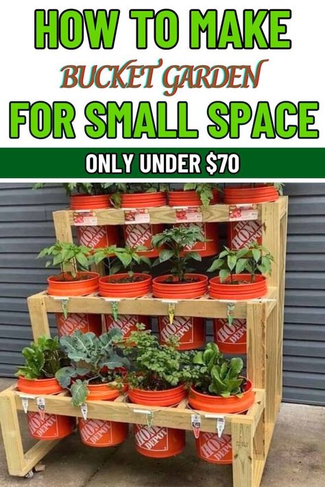 A Step-by-Step Guide on DIY Bucket Garden for Small Spaces Garden Pot Organization, Small Space Container Garden, Self Watering Bucket Gardening, Container Garden Set Up, Raised Bucket Garden Beds Diy, 5 Gallon Bucket Garden Vegetables, Garden Buckets Planters, 5 Gallon Bucket Garden Stand, 5 Gallon Bucket Planter Stand