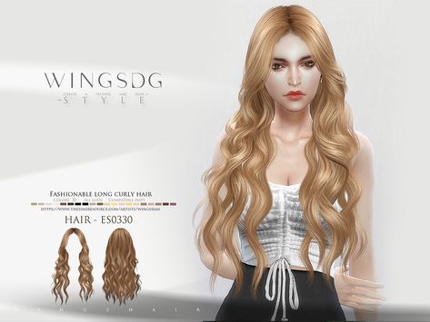 Sims 4 Cc Hair Female, Cc Sims 4 Hair, Sims 4 Curly Hair, Sim4 Cc, Sims 4 Cc Hair, Sims 4 Piercings, Blonde Wavy Hair, Pelo Sims, Medium Curly