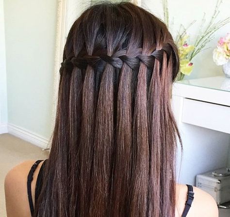 Waterfall Braid Waterfall Hairstyle, Easy Hairdos, Braid Hairstyle, Bridal Hair Updo, Open Hairstyles, Ribbon Hairstyle, Easy Hairstyles For Long Hair, Box Braids Hairstyles, Everyday Hairstyles