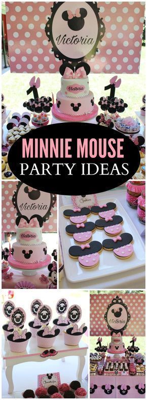 Such a pretty pink Minnie Mouse birthday party! See more party ideas at CatchMyParty.com! Minnie Mouse Party Ideas, Cupcakes Minnie Mouse, Minnie Mouse Decorations, Twodles Birthday, Mini Torte, Minnie Mouse 1st Birthday, Minnie Mouse Baby Shower, Minnie Birthday Party, Minnie Mouse Theme