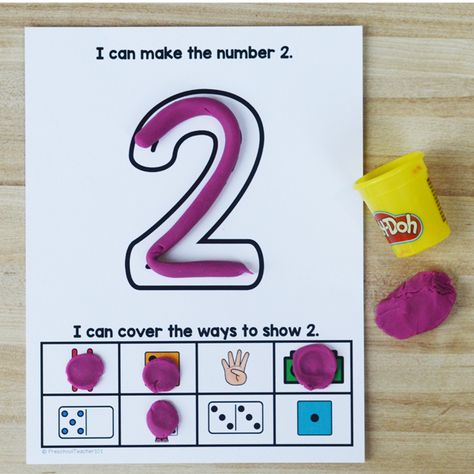 Play Dough Number Mats Free Printable, Playdough Number Mats, Playdoh Mats, Play Dough Mats, Dough Mats, Playdough Activities, Playdough Mats, Pre Kindergarten, Number Recognition