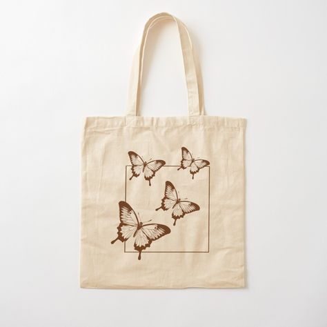 100% cotton reusable shopping carry bag with digital print on one side. Butterfly tote bag design Printful Ideas, Totebag Aesthetic Design, Cute Tote Bag Design, Reusable Bags Design, Cool Tote Bags, Diy Bag Painting, Side Butterfly, Tote Bag Designs, Butterfly Tote Bag